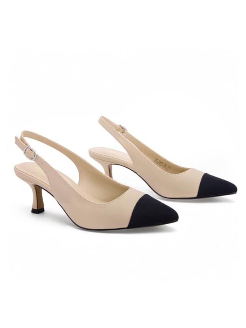 Pointed Toe Slingback Kitten Heels Faux Leather Dress Pumps